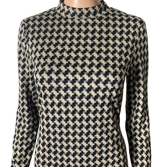 Lulus Cool Girl Status Mini Dress Medium Black Print Mock Neck Long Sleeve - Picture 9 of 13